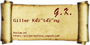 Giller Kötöny névjegykártya